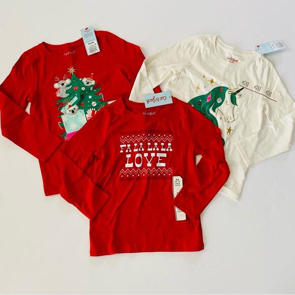 Cat & Jack | Christmas Unicorn Love Koala Tree T-Shirt Bundle NWT XS - Picture 1 of 7